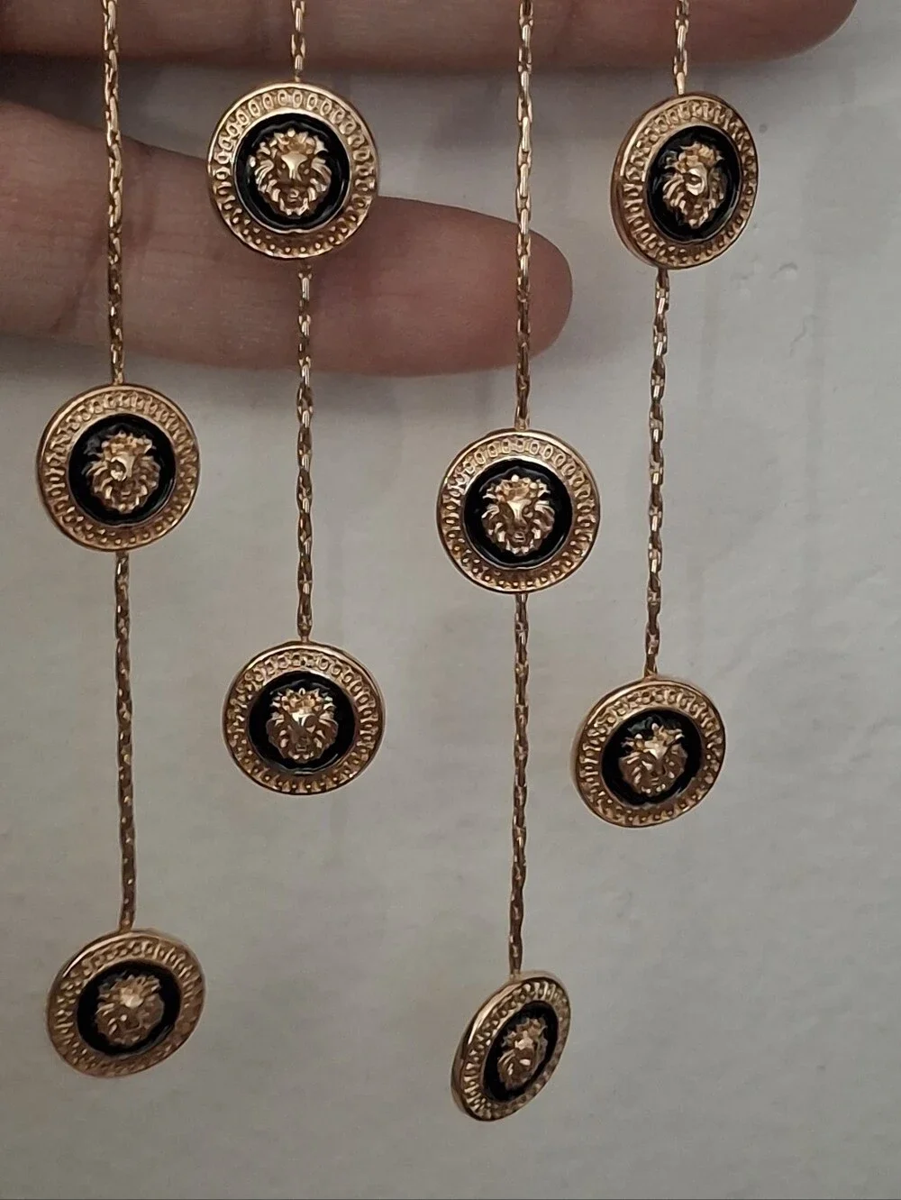 Designer Inspired Black & Gold Lion Earrings